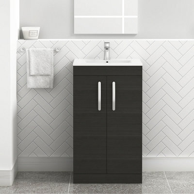 Royal Bathrooms Turin Hale Black 500mm Floor Standing Vanity Unit 2 Door With Minimalist Basin Sink - image 1