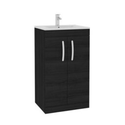 Royal Bathrooms Turin Hale Black 500mm Floor Standing Vanity Unit 2 Door With Minimalist Basin Sink - thumbnail 6