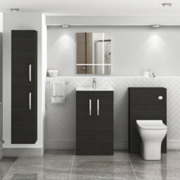 Royal Bathrooms Turin Hale Black 500mm Floor Standing Vanity Unit 2 Door With Minimalist Basin Sink - thumbnail 2