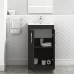 Royal Bathrooms Turin Hale Black 500mm Floor Standing Vanity Unit 2 Door With Minimalist Basin Sink - thumbnail 3