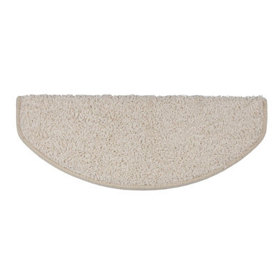 Floordirekt Sphinx Self Adhesive Edged Soft Shaggy Stair Tread Mat For Indoor Stairs Semicircular Cream 23.5 X 65 Cm - image 1