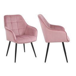 Simpa 2Pc Pink Velvet Modern Contemporary Tub Accent Dining Chairs - thumbnail 3