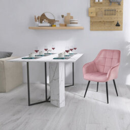 Simpa 2Pc Pink Velvet Modern Contemporary Tub Accent Dining Chairs - thumbnail 7