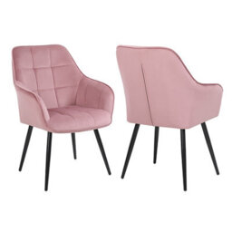 Simpa 2Pc Pink Velvet Modern Contemporary Tub Accent Dining Chairs - thumbnail 2