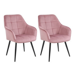 Simpa 2Pc Pink Velvet Modern Contemporary Tub Accent Dining Chairs