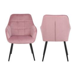 Simpa 2Pc Pink Velvet Modern Contemporary Tub Accent Dining Chairs - thumbnail 4