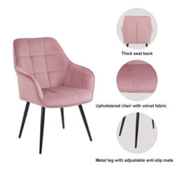 Simpa 2Pc Pink Velvet Modern Contemporary Tub Accent Dining Chairs - thumbnail 6
