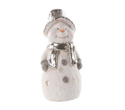 Garden Store Direct Snowman Tealight Holder Glitter Silver Decorations Festive - 26.5Cm - thumbnail 1