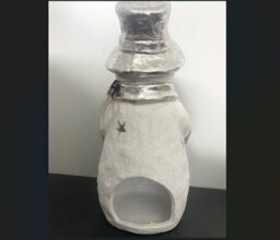 Garden Store Direct Snowman Tealight Holder Glitter Silver Decorations Festive - 26.5Cm - thumbnail 2