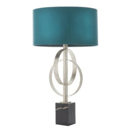 Luminosa Lighting Luminosa Trento Table Lamp Antique Silver Leaf & Teal Satin Fabric