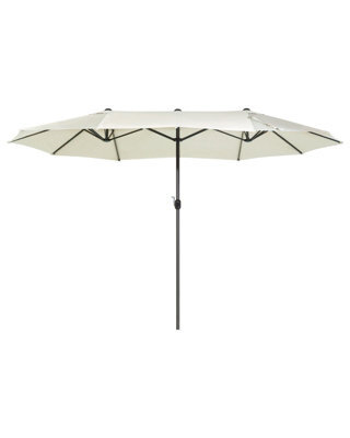 Wyld And Coco Beige Oval Garden Parasol 247 Cm Aluminium Frame Crank-Operated Weather Resistant - image 1