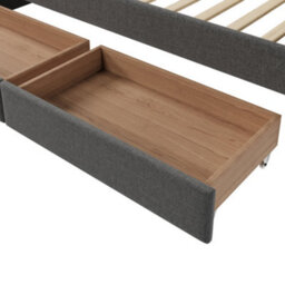 Abrihome Grey Linen 3Ft Daybed With Headboard Storage, Led Usb-C Light & 2 Drawers, 90X190Cm - thumbnail 6