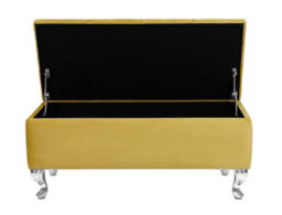 Londona 150Cm Chesterfield Ottoman Storage Bench - Plush Velvet Shoe Bench - Mustard Gold Upholstery Footstool With Storage - thumbnail 2