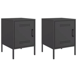 Berkfield Bedside Cabinets 2 Pcs Black 36X39X50.5 Cm Steel - thumbnail 2