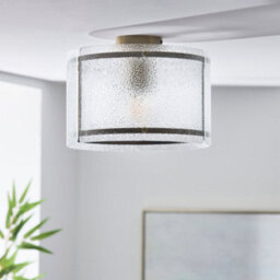 Pagazzi Lighting Pagazzi Traynor Clear And Antique Brass Flush Ceiling Light - thumbnail 2