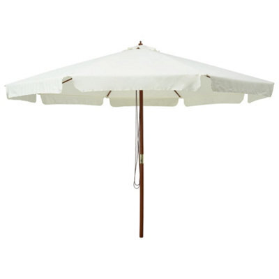 Berkfield Outdoor Parasol With Wooden Pole 330 Cm Sand White - image 1