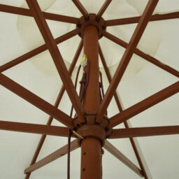 Berkfield Outdoor Parasol With Wooden Pole 330 Cm Sand White - thumbnail 4