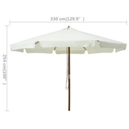 Berkfield Outdoor Parasol With Wooden Pole 330 Cm Sand White - thumbnail 5
