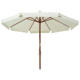 Berkfield Outdoor Parasol With Wooden Pole 330 Cm Sand White - thumbnail 2
