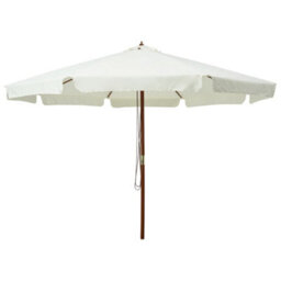 Berkfield Outdoor Parasol With Wooden Pole 330 Cm Sand White - thumbnail 1