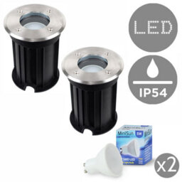 Valuelights Pack Of 2 Bushed Chrome Ip54 Rated Outdoor Garden Walk Over Lights Complete With 5W Gu10 Led Bulbs 3000K Warm White - thumbnail 1