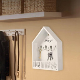 Letter Rack & Key Holder House Hooks Storage Wall Hanging White - thumbnail 5