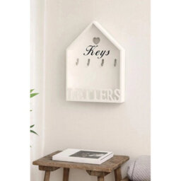 Letter Rack & Key Holder House Hooks Storage Wall Hanging White - thumbnail 3