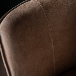 Xample Gallery Tarnby Brown Leather Dining Chairs Set Of 2 - Vintage Oak Finish Legs, Soft Tan Leather Upholstery, H49Cm Seat Height - thumbnail 4