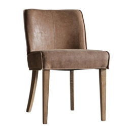 Xample Gallery Tarnby Brown Leather Dining Chairs Set Of 2 - Vintage Oak Finish Legs, Soft Tan Leather Upholstery, H49Cm Seat Height - thumbnail 5