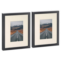 "Nicola Spring Photo Frames With 4"" X 6"" Mount - 8"" X 10"" - Black/ivory - Pack Of 2" - thumbnail 1