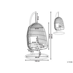 Beliani Hanging Chair With Stand Allera Pe Rattan Beige - thumbnail 3