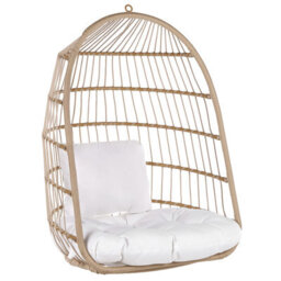 Beliani Hanging Chair With Stand Allera Pe Rattan Beige - thumbnail 8