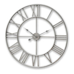 Wyld Haus 800mm Industrial Silver Open-Frame Wall Clock With Oversized Roman Numerals - thumbnail 2