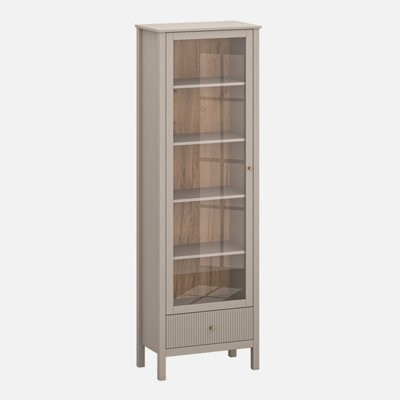 Heze Furniture Kleo Display Cabinet 1 Door 1 Drawer - Taupe - image 1