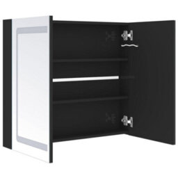 Berkfield Stylish Led Bathroom Mirror Cabinet Shining Black 80X12X68 Cm - thumbnail 5