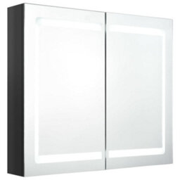Berkfield Stylish Led Bathroom Mirror Cabinet Shining Black 80X12X68 Cm - thumbnail 1