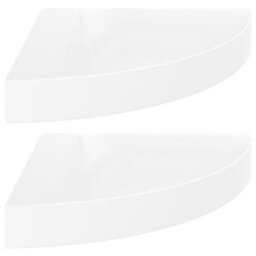 Vidaxl Floating Corner Shelves 2 Pcs High Gloss White 25X25X3.8 Cm Mdf - thumbnail 2