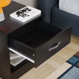 Lassic Vida Designs Riano Black 1 Drawer Bedside Chest (H)470mm (W)400mm (D)360mm - thumbnail 6