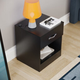 Lassic Vida Designs Riano Black 1 Drawer Bedside Chest (H)470mm (W)400mm (D)360mm - thumbnail 5