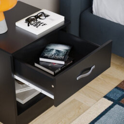 Lassic Vida Designs Riano Black 1 Drawer Bedside Chest (H)470mm (W)400mm (D)360mm - thumbnail 7