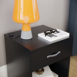 Lassic Vida Designs Riano Black 1 Drawer Bedside Chest (H)470mm (W)400mm (D)360mm - thumbnail 4