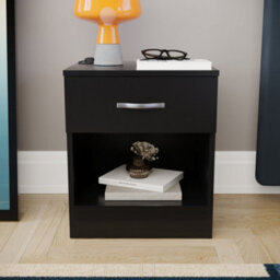 Lassic Vida Designs Riano Black 1 Drawer Bedside Chest (H)470mm (W)400mm (D)360mm - thumbnail 3