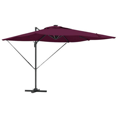 Berkfield Modern Cantilever Roma Parasol With Leds In Bordeaux Red, 286 X 285 X 270 Cm Aluminium. - image 1