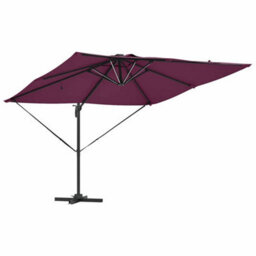 Berkfield Modern Cantilever Roma Parasol With Leds In Bordeaux Red, 286 X 285 X 270 Cm Aluminium. - thumbnail 5