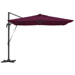 Berkfield Modern Cantilever Roma Parasol With Leds In Bordeaux Red, 286 X 285 X 270 Cm Aluminium. - thumbnail 7