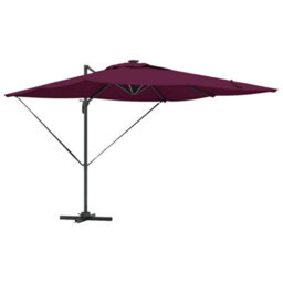 Berkfield Modern Cantilever Roma Parasol With Leds In Bordeaux Red, 286 X 285 X 270 Cm Aluminium. - thumbnail 1