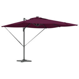 Berkfield Modern Cantilever Roma Parasol With Leds In Bordeaux Red, 286 X 285 X 270 Cm Aluminium. - thumbnail 3