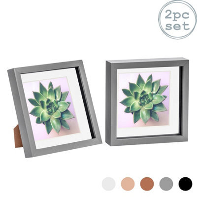"Nicola Spring 8 X 8"" Photo Frames - Grey/white Mount - 3D Picture Frame Box Portrait Display Case (22.5 X 22.5Cm) Set Of 2" - image 1