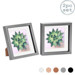 "Nicola Spring 8 X 8"" Photo Frames - Grey/white Mount - 3D Picture Frame Box Portrait Display Case (22.5 X 22.5Cm) Set Of 2" - thumbnail 1