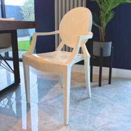 Fusion Living Ghost Style Plastic Louis Armchair Ivory - thumbnail 2